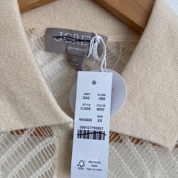 J. Crew‎ Women's Sheer pointelle button-up short-sleeve cardigan in cashmere XS - Picture 6 of 6